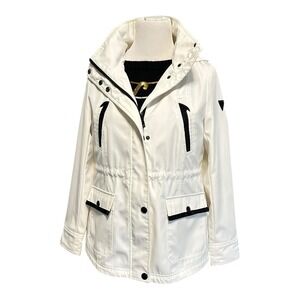 GUESS Los Angeles White Black Trim Anorak Jacket Hooded Utility Size M‎
